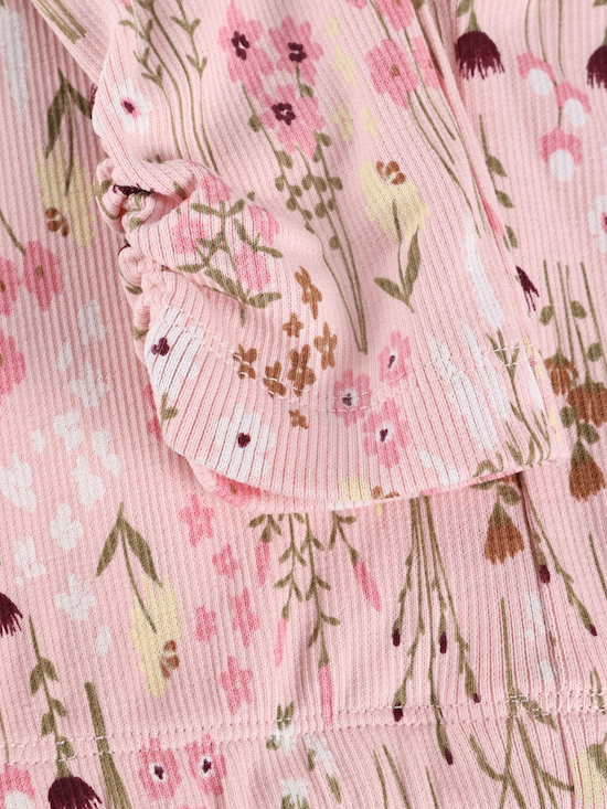 Minymo Legging Rib Jersey GOTS Bio Baumwolle in Silver Pink Blumen Minymo Legging Rib Jersey GOTS Bio Baumwolle in Silver Pink Blumen