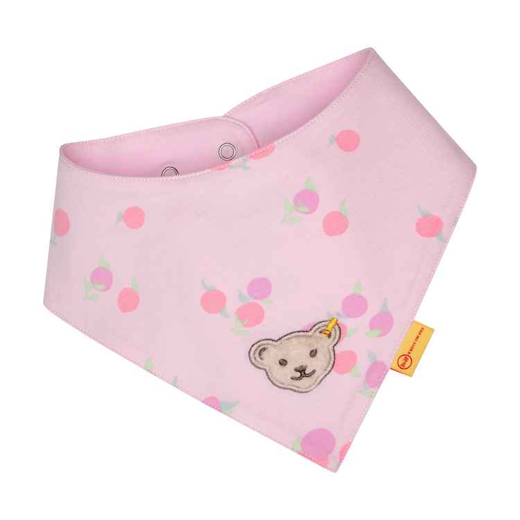 L0022134093074_2 Steiff Baby Dreieckstuch Set - Rosa & Rosa Obst mit 2 Druckknöpfe für 2 Größen