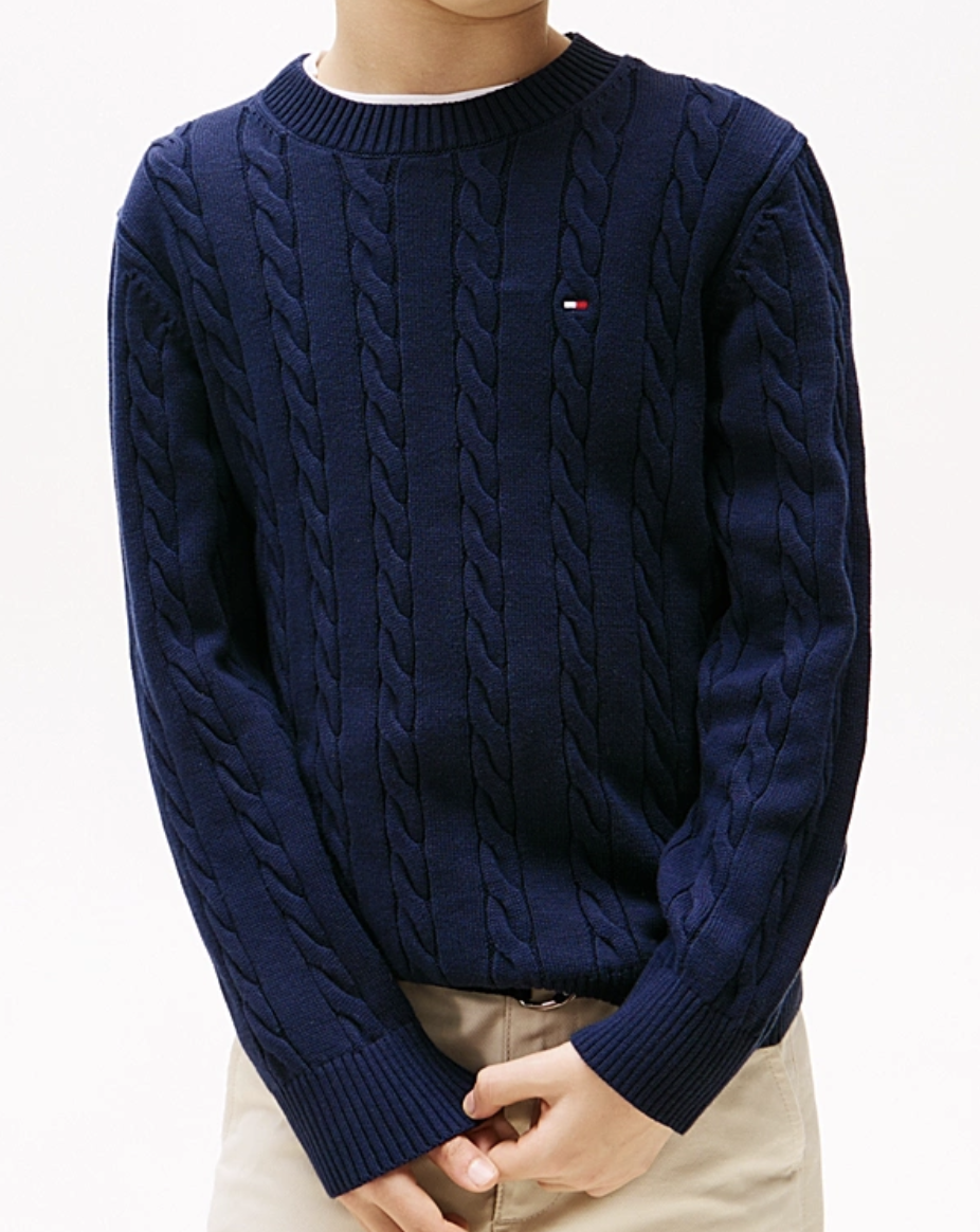 Tommy Hilfiger Jungs Zopfstrick Pullover in Navy Tommy Hilfiger Jungs Zopfstrick Pullover in Navy