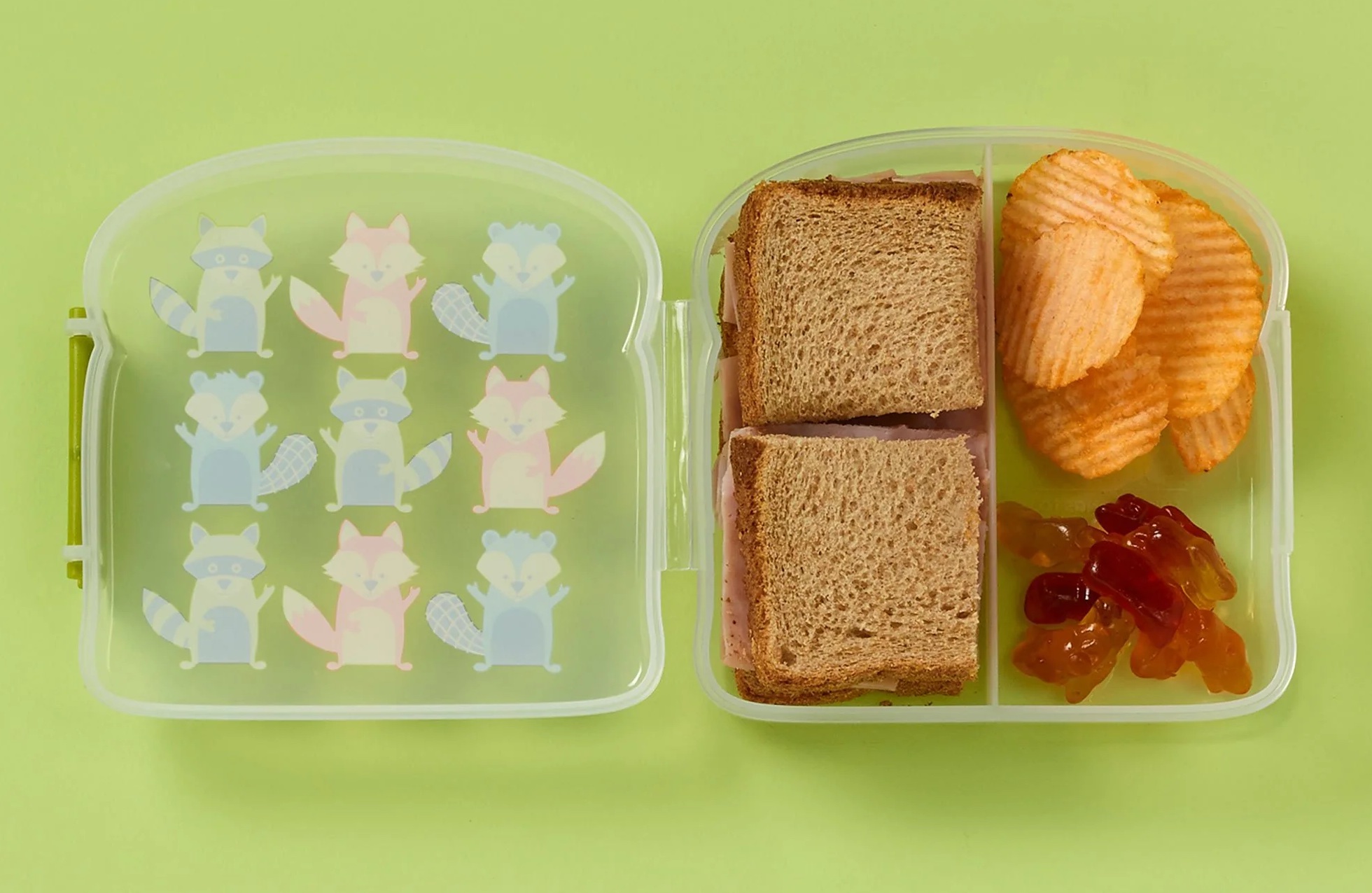 SugarBooger Brotzeit Sandwhich Box mit 2 Fächer - Klein - Fuchs