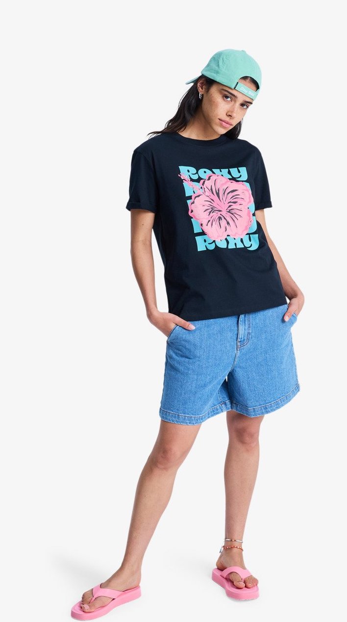 Roxy Oceanregular Poster - T-Shirt in Schwarz für Frauen - Hibiskus Roxy Oceanregular Poster - T-Shirt in Schwarz für Frauen - Hibiskus