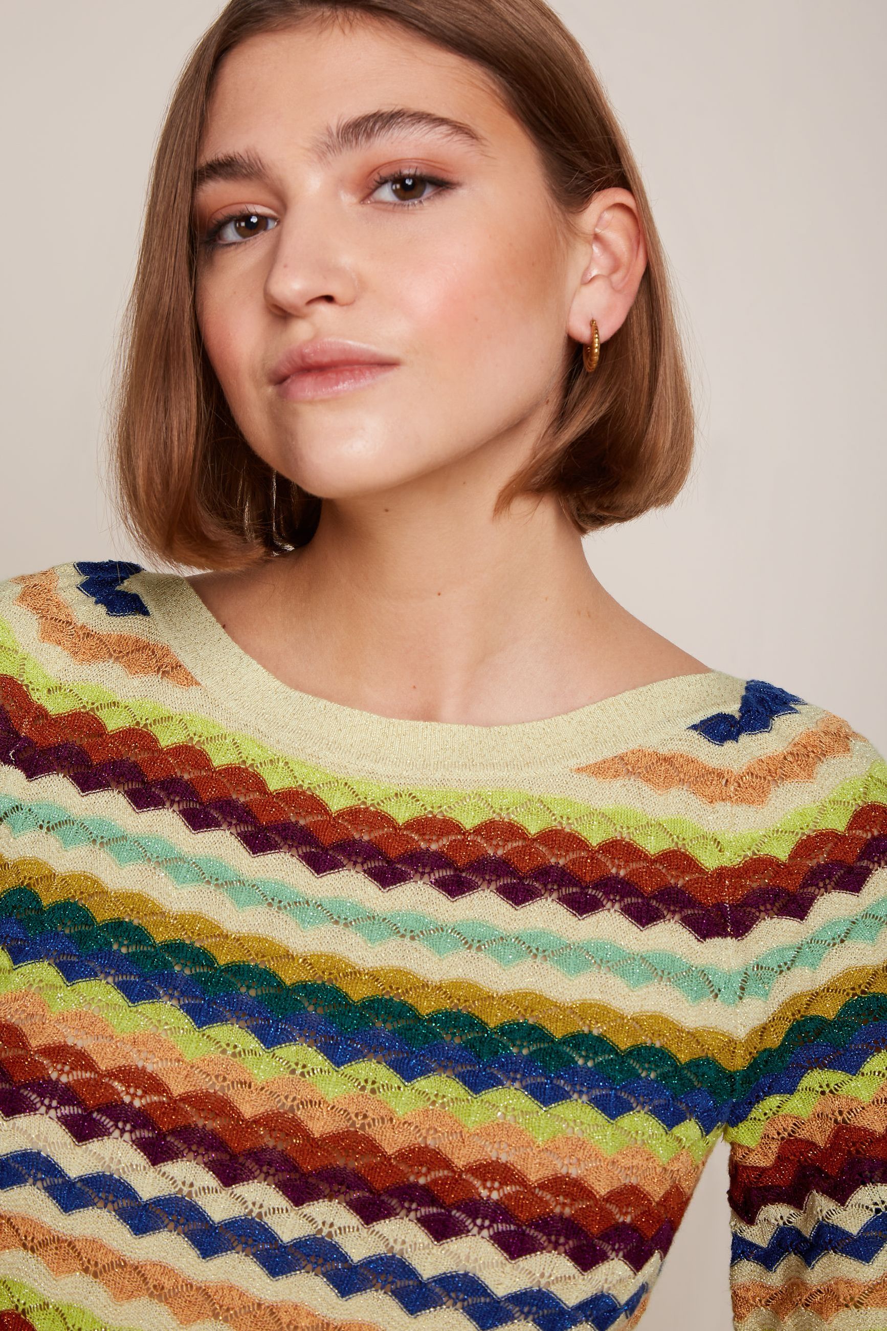 King Louie Ivy Wide Rise Pullover Wellenmuster mit Glitzer - SALE
