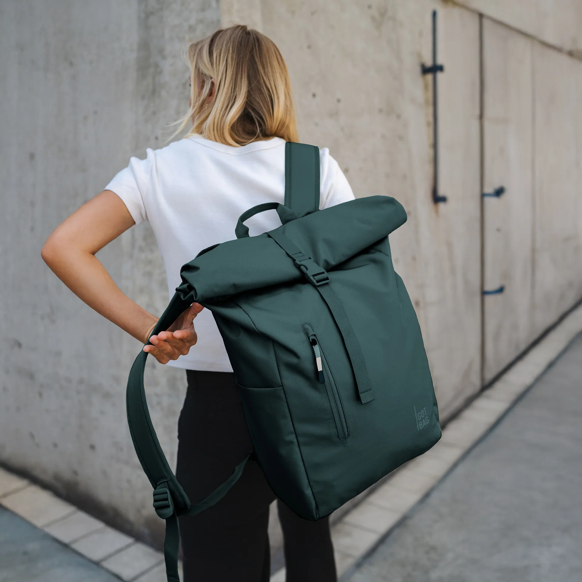 GOT BAG ROLLTOP EASY SEA TEAL - Rolltop Rucksack in Sea Teal Grün