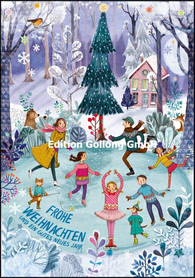 Edition Gollong Karte - Mila Marquis - Frohe Weihnachten - Schlittschuhlaufen