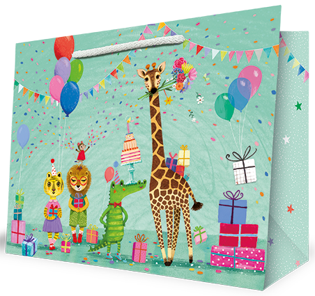 362-90 Edition Gollong Geschenktasche Medium für Kinder - Tier Party