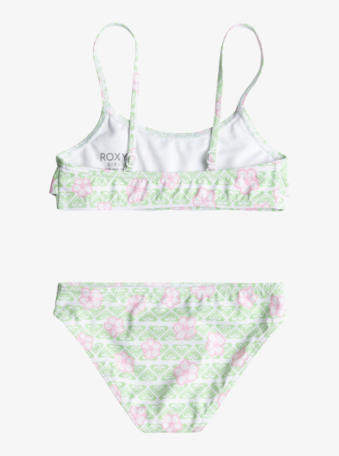 Roxy Hibiline - Zweiteiliges Flatter-Bikini-Set für Mädchen in Rosa & Grün