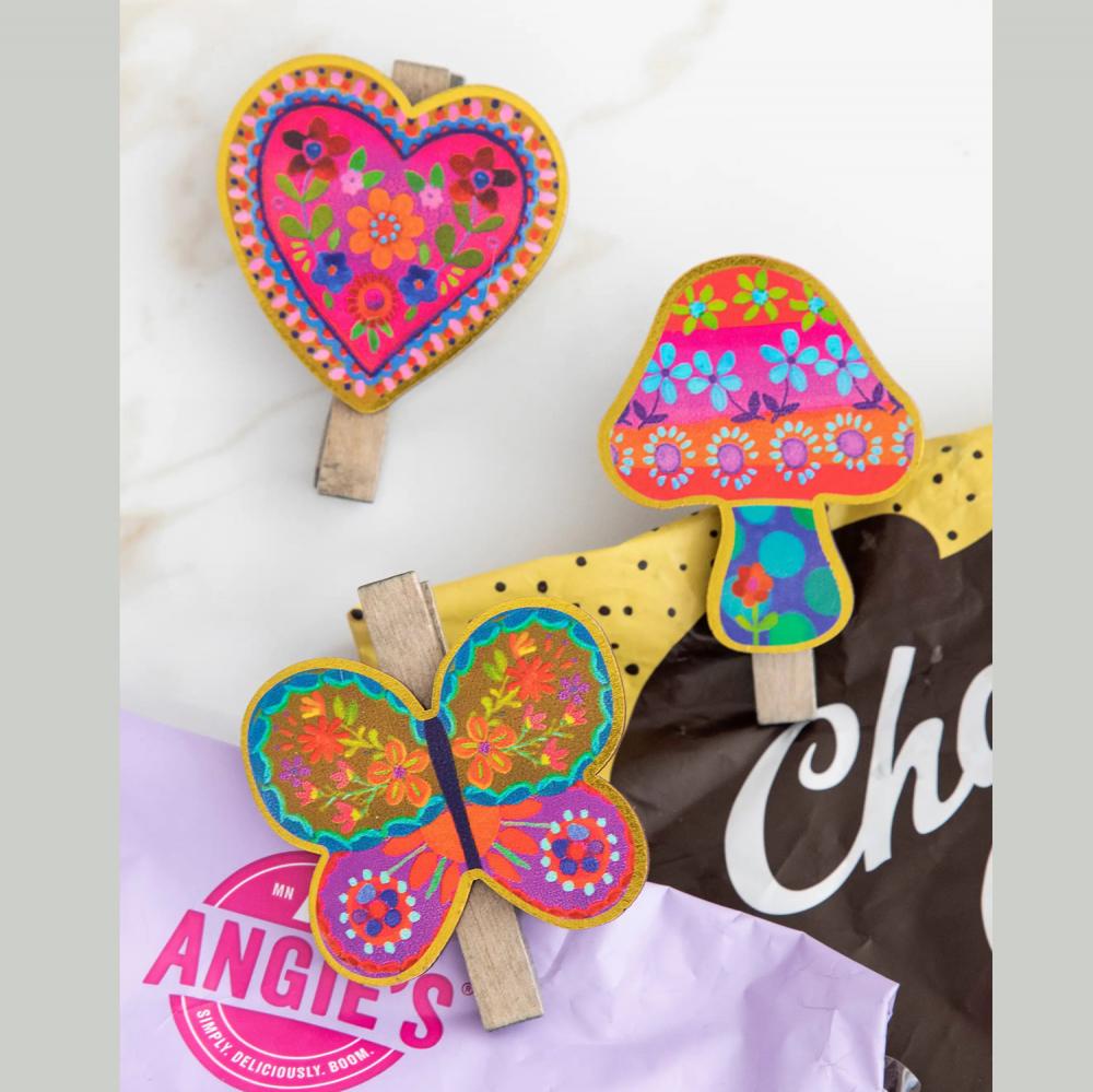 Natural Life Magnet Clip Set aus Holz - 3 Stück - Schmetterlinge