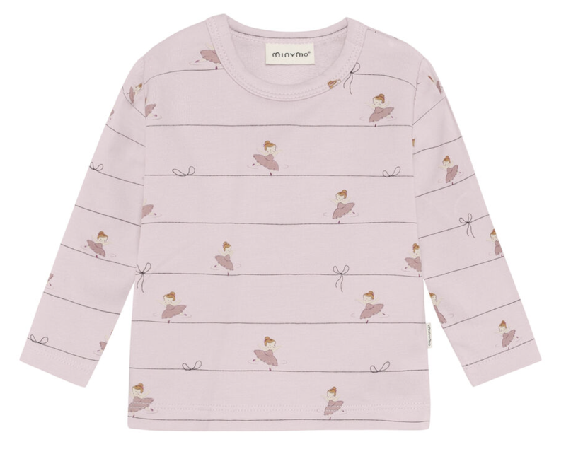 Minymo Langarm Shirt in Hushed Violet Rosa mit Ballerina Allover