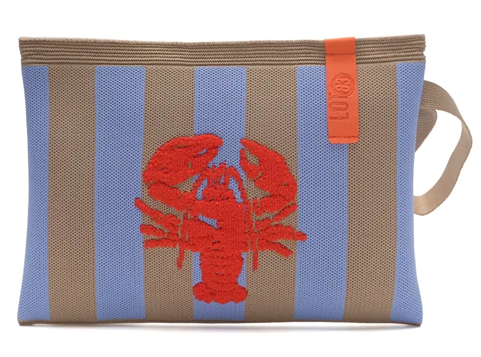 LOT83 Rebel Billie Tasche Kosmetiktasche Beige Blau Gestreift - Hummer LOT83 Rebel Billie Tasche Kosmetiktasche Beige Blau Gestreift - Hummer