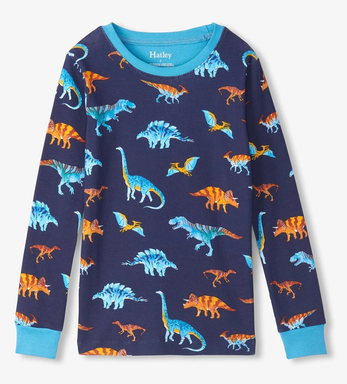 Hatley Langarm Pyjama in Blau - Colorful Dinos - Bunte Dinosaurier