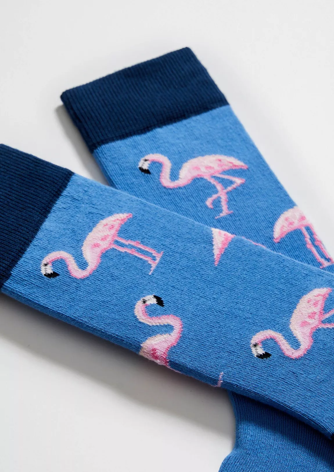 besocks Bio-Baumwolle Socken in Blau Flamingos Allover