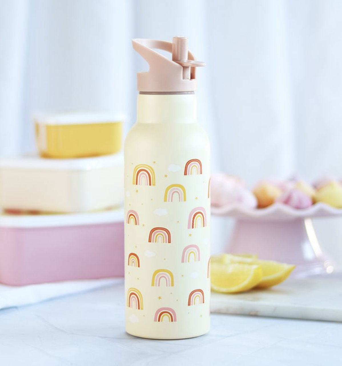 A Lovely Little Company Thermos Edelstahl Trinkflasche Groß mit Strohhalm - 500ml Regenbogen A Lovely Little Company Thermos Edelstahl Trinkflasche Groß mit Strohhalm - 500ml Regenbogen