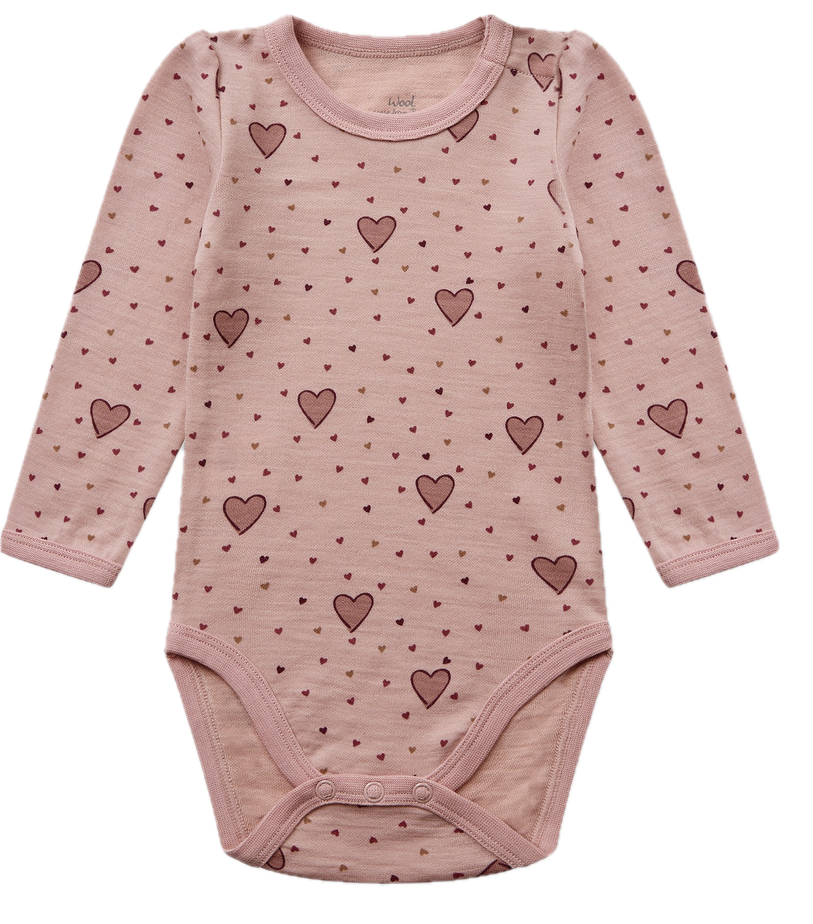 Hust & Claire Baloo Wolle Bambus Body in Rosa - Hearts Puff - Herzen Hust & Claire Baloo Wolle Bambus Body in Rosa - Hearts Puff - Herzen