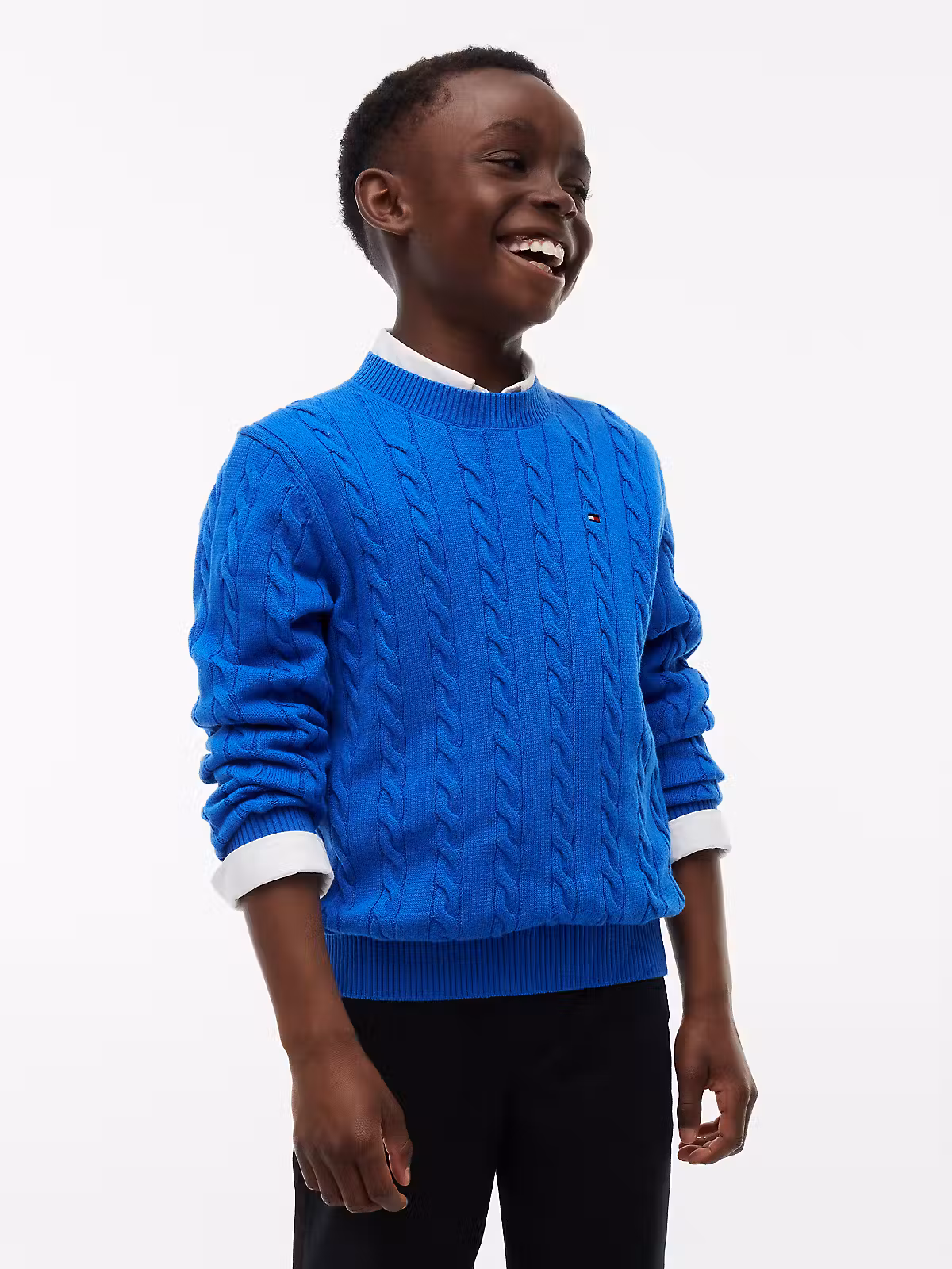Tommy Hilfiger Kabelstrick Pullover in Royalblau mit Zopfmuster