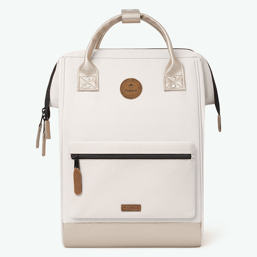 3701328356004_226 Cabaia Rucksack ALGIERS Small mit Laptop-Fach in Creme/Metalic