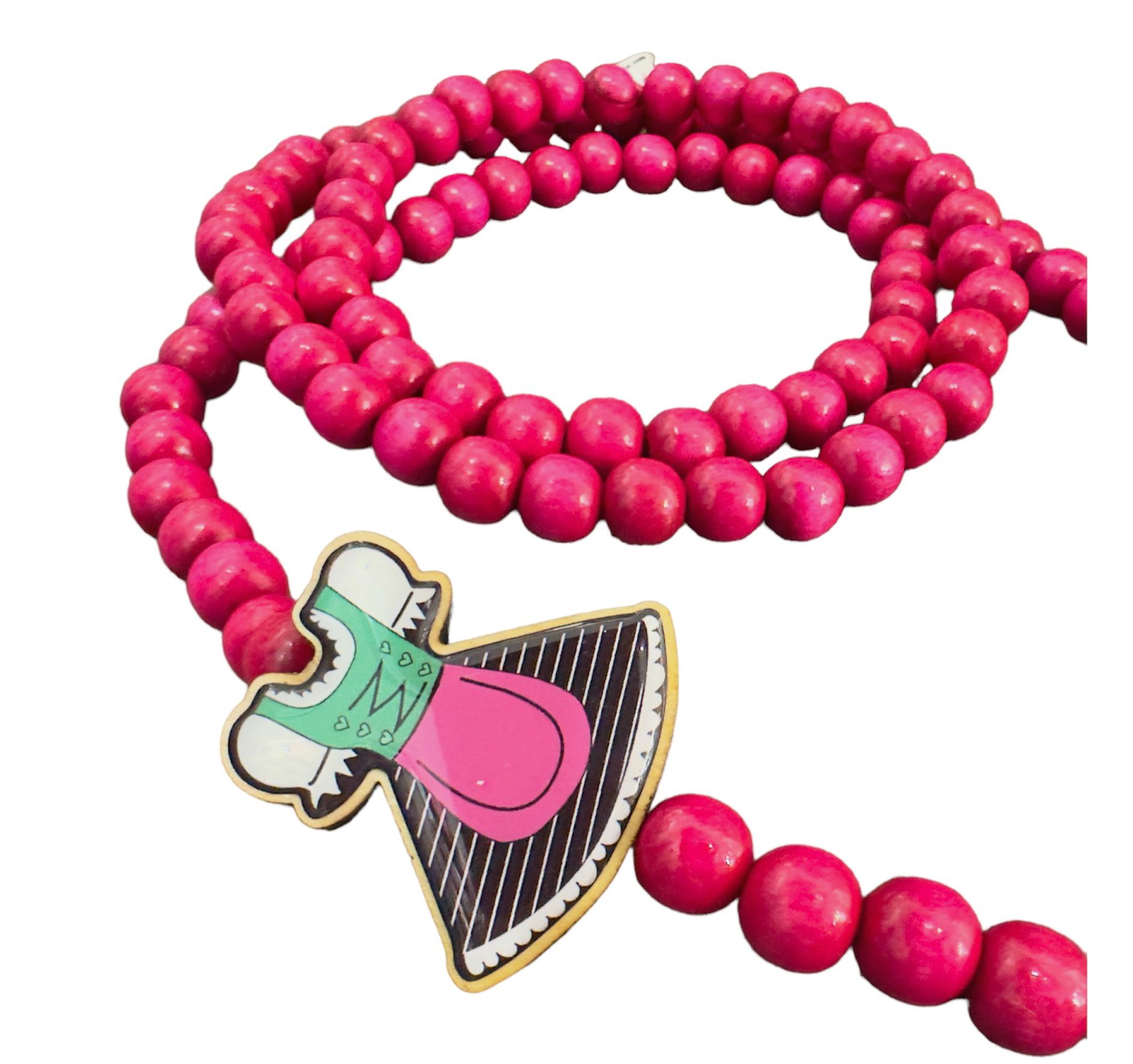 Mo Beads Holzperlen Handykette in Pink - Charm Dirndl