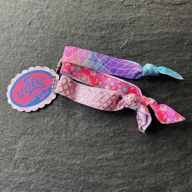 Wowzers Hair Ties Set von 3 Armbänder / Haargummis - Pink & Lila Blumen