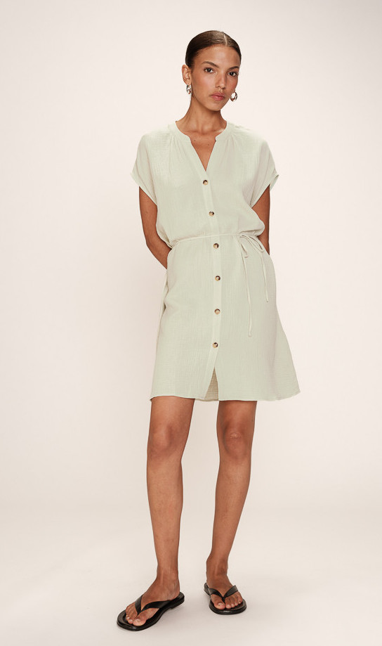 Grace & Mila Rozana Kurzes Musselin Sommerkleid in Menthe Pastellgrün - SALE Grace & Mila Rozana Kurzes Musselin Sommerkleid in Menthe Pastellgrün - SALE