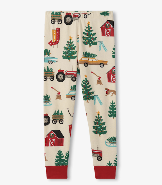 Little Blue House Kinder Pyjama in Creme - Christmas Tree Farm - Weihnachtsbaum Farm & Traktor - SALE