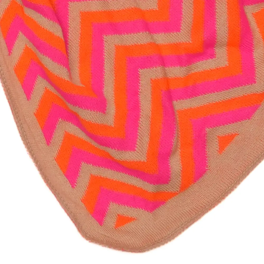 LOT83 Strickschal Lizzy Neon Pink & Orange Zick Zack Chevron