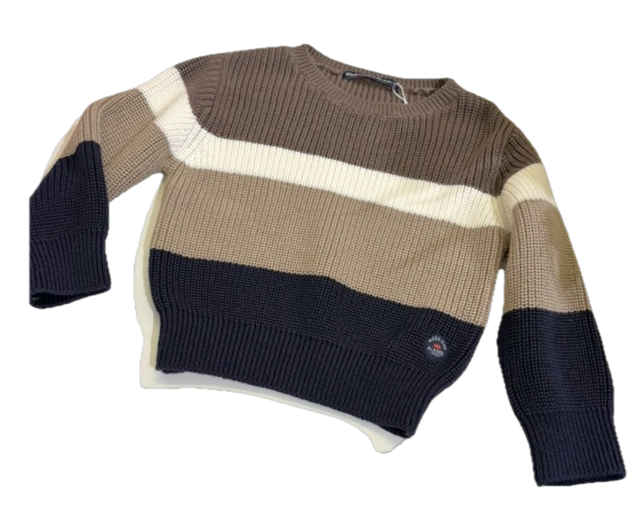 Weekend a la Mer Supernova Strickpullover Baumwolle Pulli mit Blockstreifen - Navy Beige & Creme Weekend a la Mer Supernova Strickpullover Baumwolle Pulli mit Blockstreifen - Navy Beige & Creme
