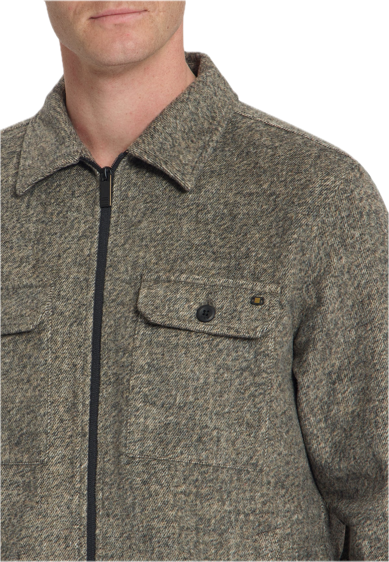 NO EXCESS Wolle-Mix-Overshirt mit Reißverschluss für Herren | Braun Melange