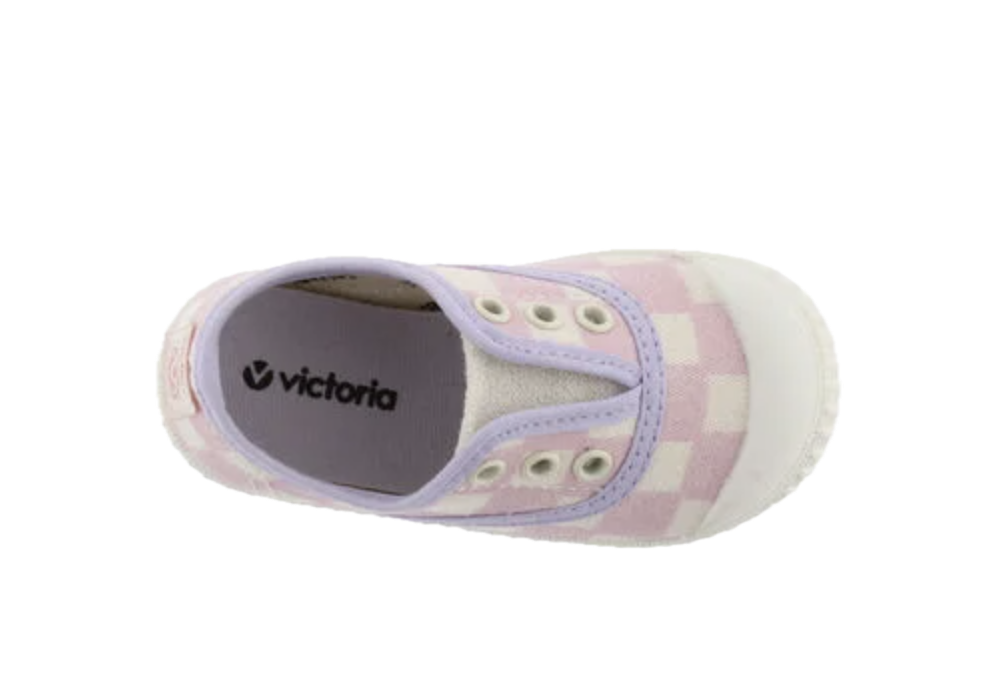 Victoria Schuhe Karierte Canvas-Sneaker für Kinder mit Gummizug - Rosa