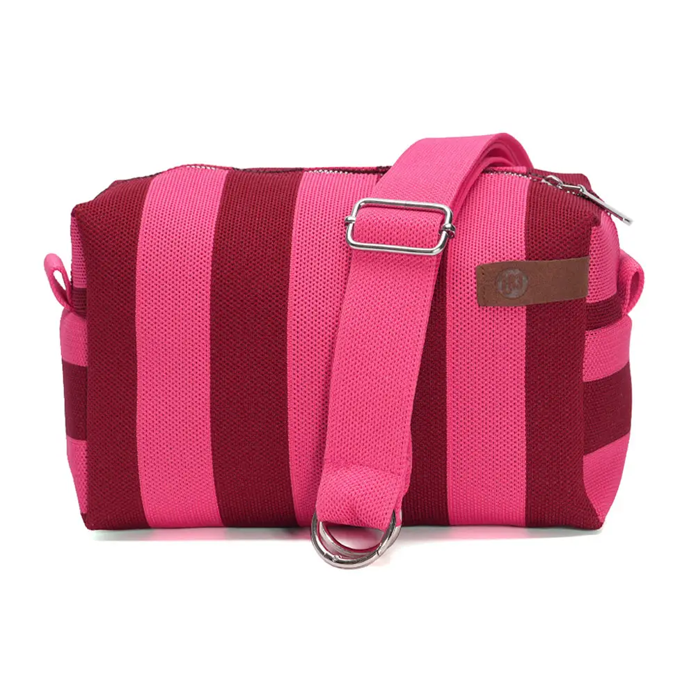LOT83 Umhängetasche Megan Weinrot & Pink Gestreift