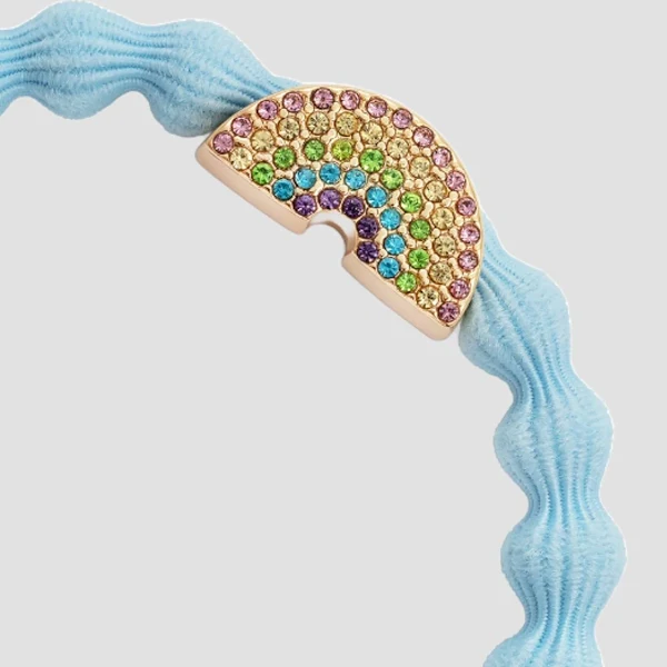 By Eloise Armband/Haargummi mit Charm - Strass-Regenbogen auf Hellblau