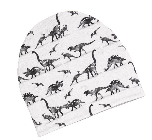 komplet-zimowy-dinozaury UL & Ka Winter Mütze - Jersey/Strick Beanie - Dinosaurier