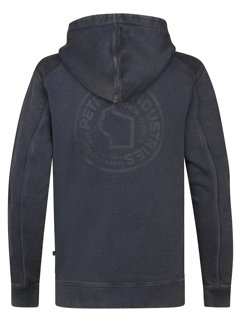 Petrol Industries Herren Kapuzenpullover in Gunmetal Washed Schwarz mit Backprint Petrol Industries Herren Kapuzenpullover in Gunmetal Washed Schwarz mit Backprint