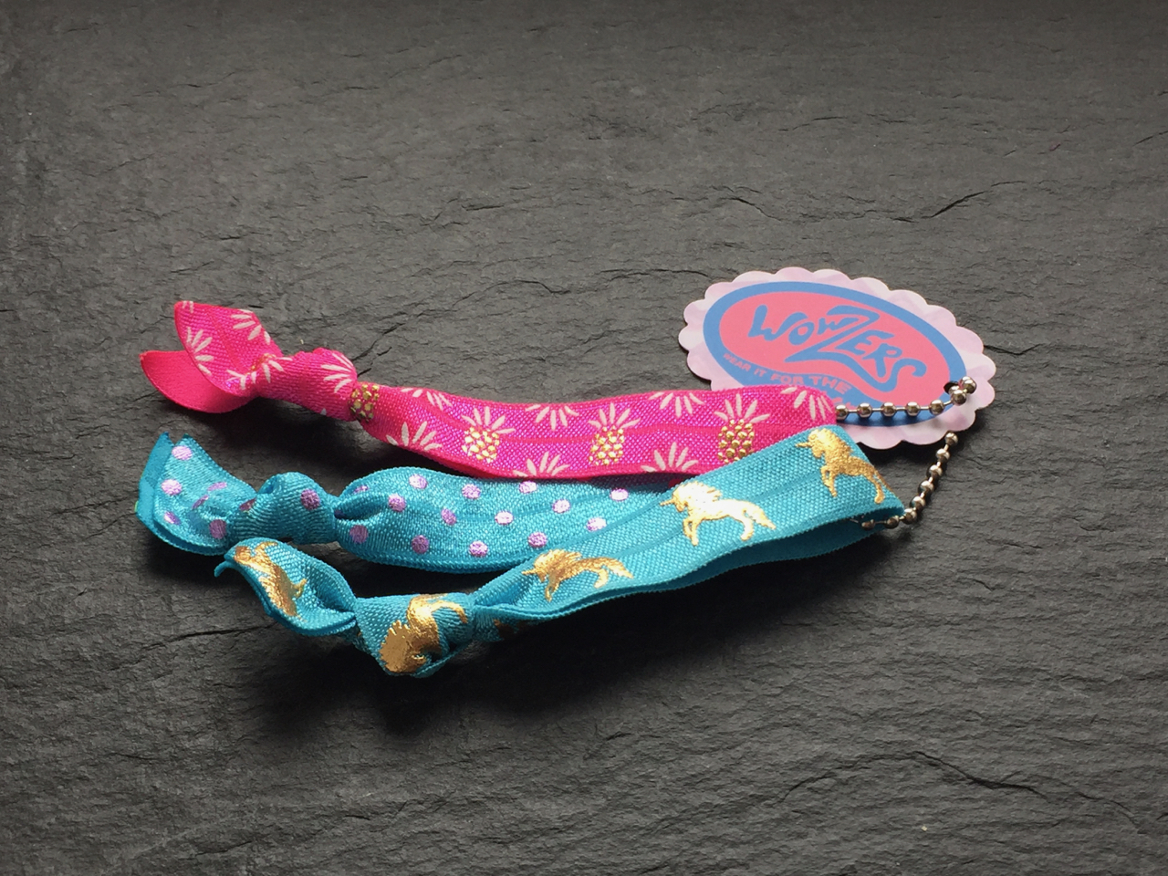 Wowzers Hair Ties Set von 3 Armbänder / Haargummi - Ananas & Einhörner