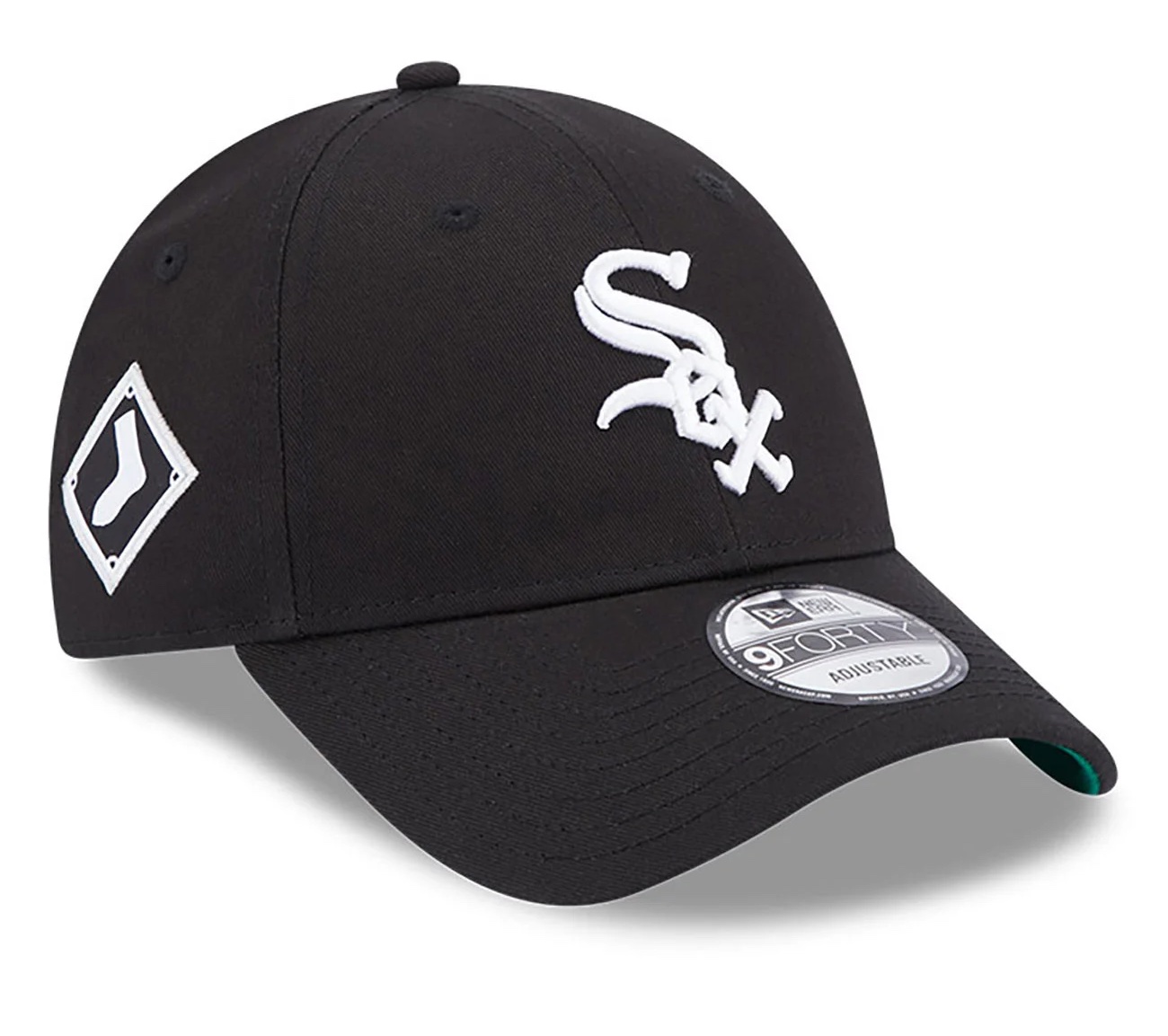 New Era Schwarze Chicago White Sox Team Sidepatch 9FORTY Verstellbare Cap