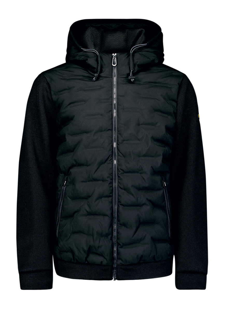 No Excess Jacke in Schwarz mit Kapuze und Strickmix