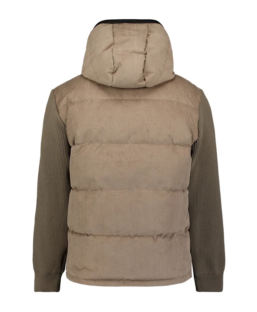 No Excess Cord-Mix-Jacke mit Kapuze Winterjacke für Herren in Mud Beige
