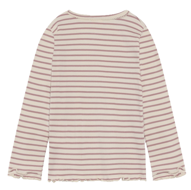 Minymo Langarm Rib T-Shirt Fawn Rosa Gestreift mit Herz Minymo Langarm Rib T-Shirt Fawn Rosa Gestreift mit Herz