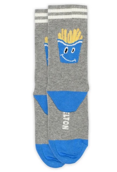 Melton Socken French Fries Socks für Kinder in Hellgrau Melange - Pommes Melton Socken French Fries Socks für Kinder in Hellgrau Melange - Pommes