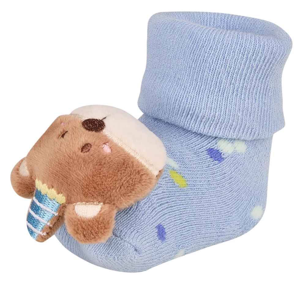 Sterntaler Baby Rasselsöckchen in Blau - Party Bär Sterntaler Baby Rasselsöckchen in Blau - Party Bär
