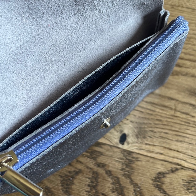 BFF Soft Leder Glitzer Geldbeutel in Stahl Blau Metallic - Large BFF Soft Leder Glitzer Geldbeutel in Stahl Blau Metallic - Large