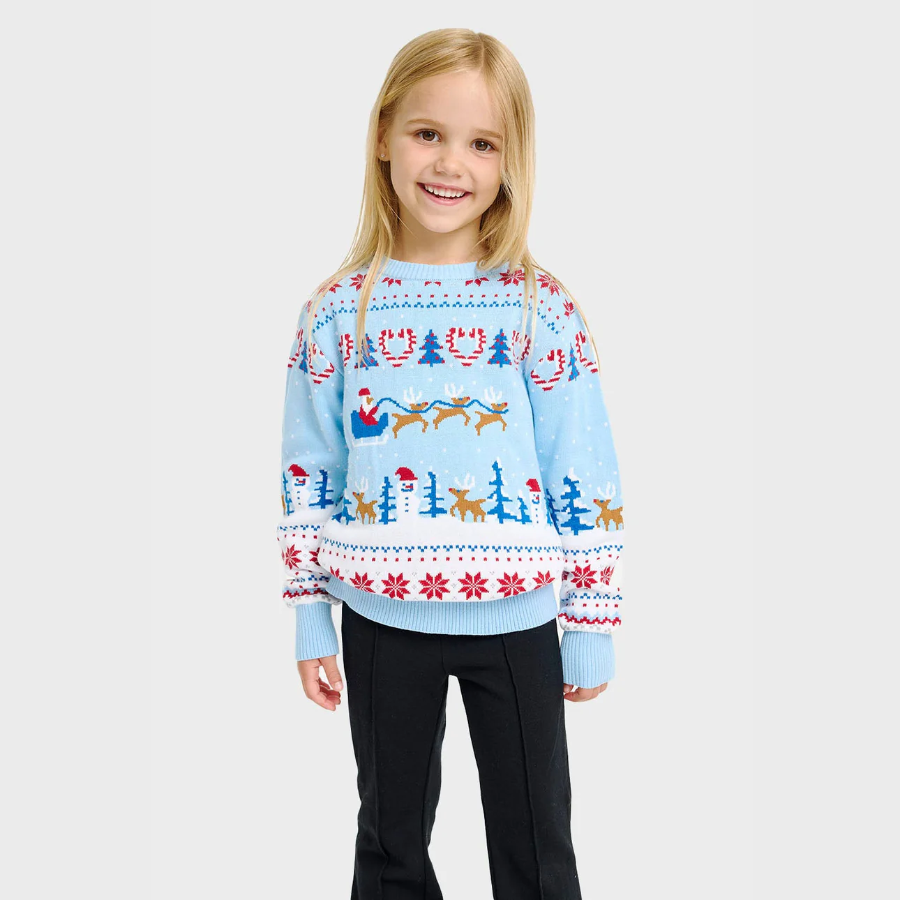 Christmas Sweater Weihnachtswunderland-Weihnachtspullover in Hellblau - Kinder