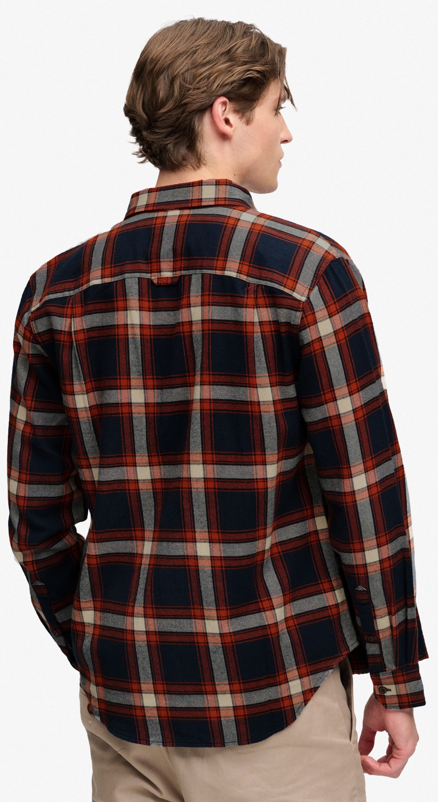 Superdry Herren langarm Holzfällerhemd in Blau/Orange kariert