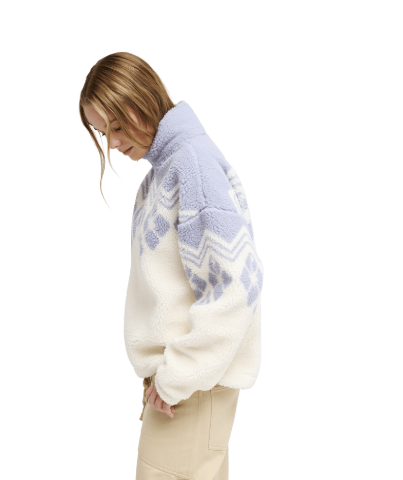Roxy Mountain Story Fleece-Pullover/Fleece-Jacke mit Reißverschlusskragen - Blau & Weiß Roxy Mountain Story Fleece-Pullover/Fleece-Jacke mit Reißverschlusskragen - Blau & Weiß