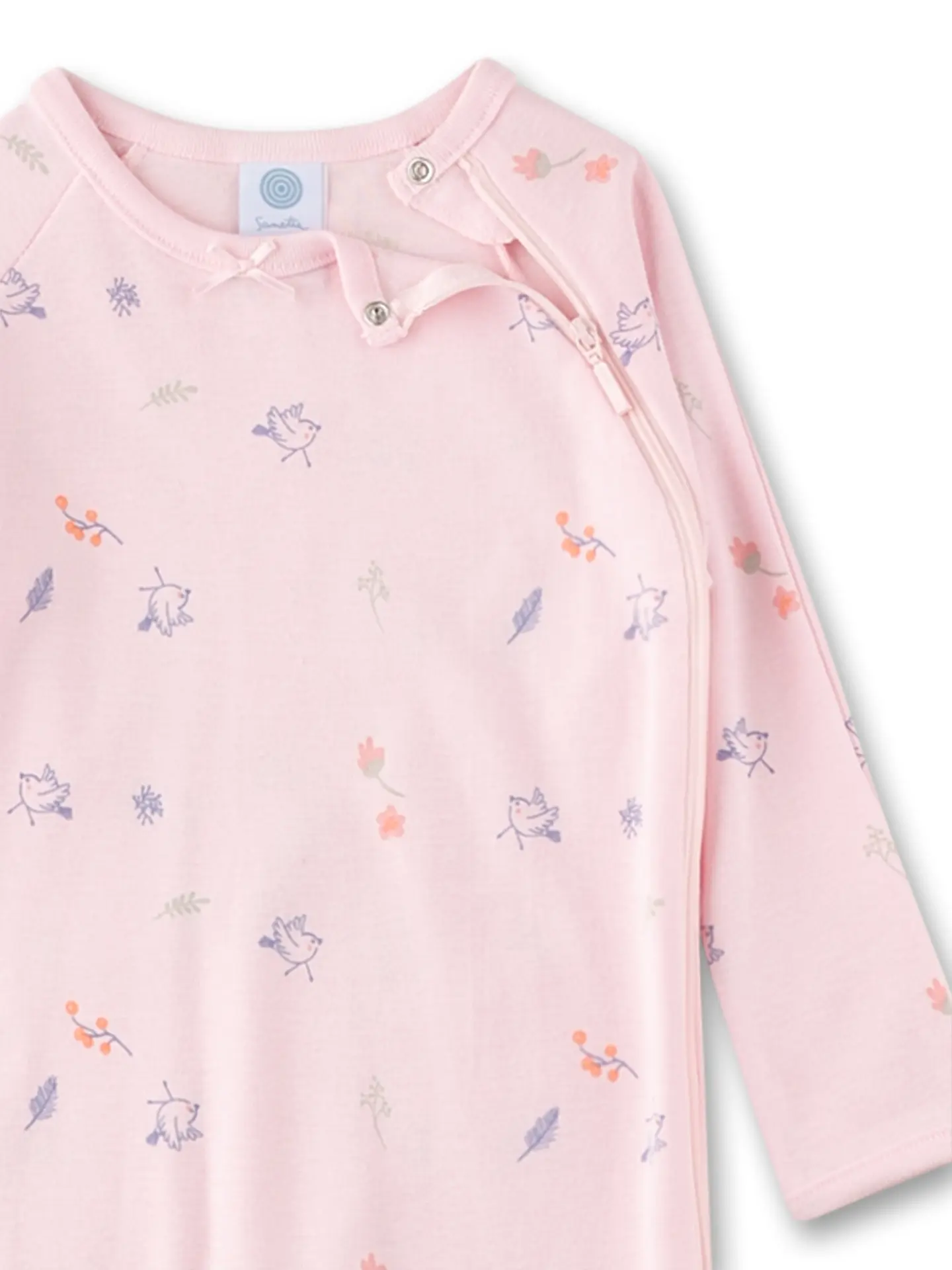 Sanetta Baumwolle Strampler in Rosa mit Vogel & Blümchen Sanetta Baumwolle Strampler in Rosa mit Vogel & Blümchen