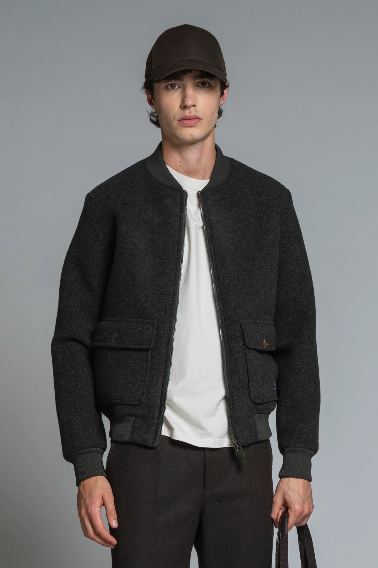 IMPURE CAMERON WOLLWALK BOMBER Jacke in Oliv Grün
