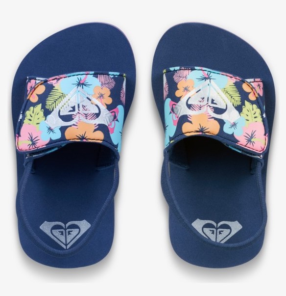 Roxy Girls Tw Finn - Flip Flop Sandalen für Kleinkinder in Blau Blumen