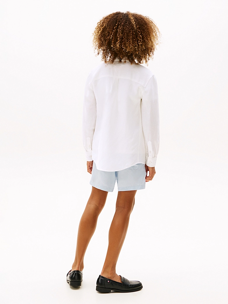 Tommy Hilfiger Relaxed Fit Leinenmix-Hemd mit Flag-Stickerei - White - Weiß Tommy Hilfiger Relaxed Fit Leinenmix-Hemd mit Flag-Stickerei - White - Weiß