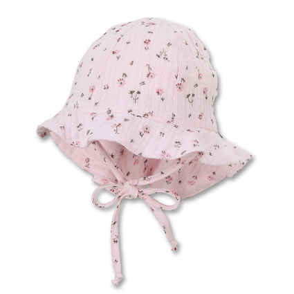 Sterntaler Musselin Sonnenmütze mit Nackenschutz in Rosa mit Blumen