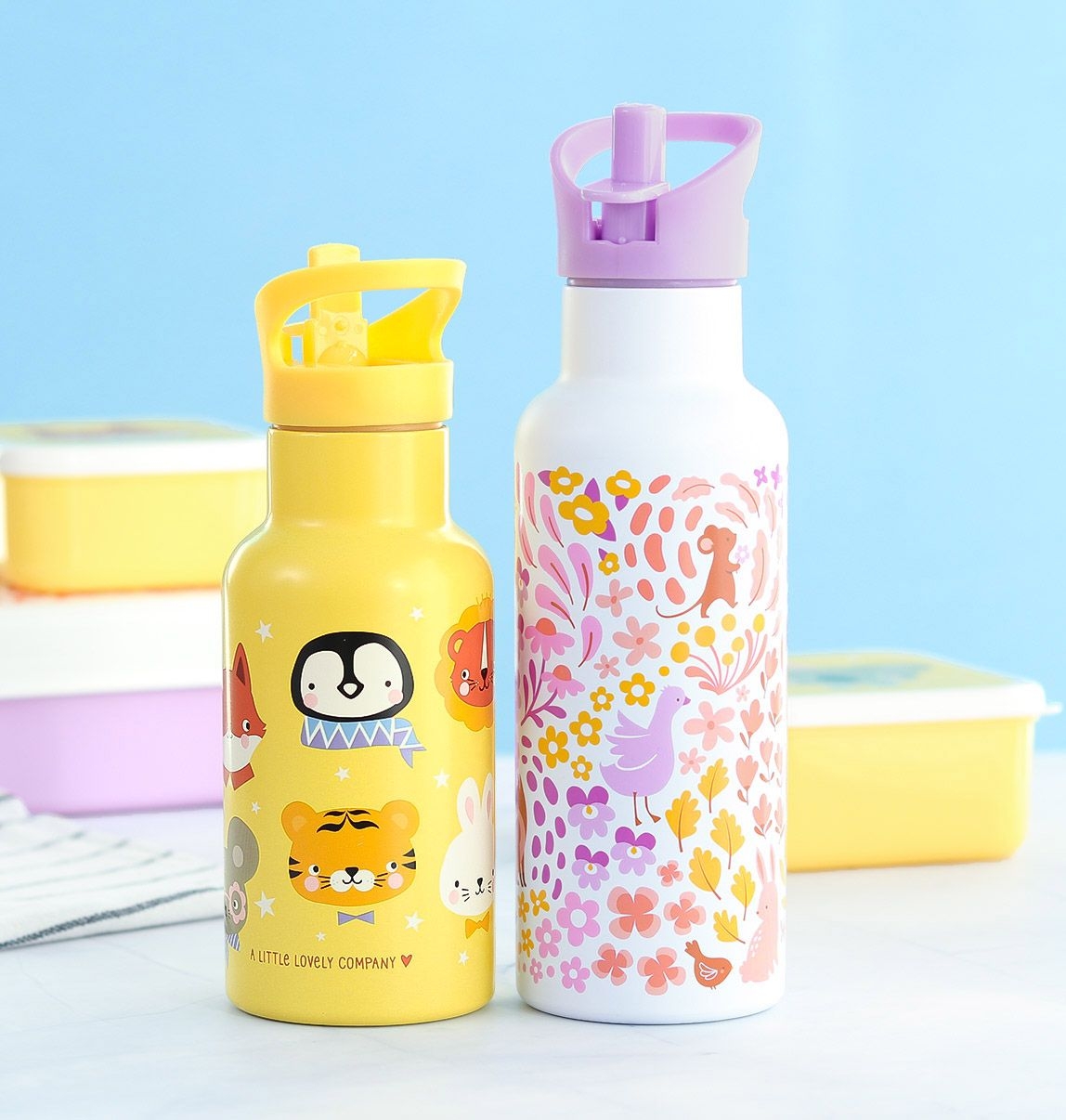 A Lovely Little Company Thermos Edelstahl Trinkflasche Groß mit Strohhalm - 500ml Blumengarten mit Fuchs A Lovely Little Company Thermos Edelstahl Trinkflasche Groß mit Strohhalm - 500ml Blumengarten mit Fuchs