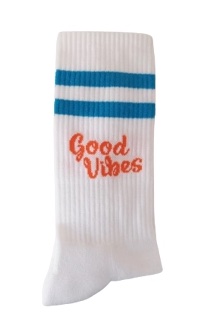 Pegada Sport Socken in Weiß mit Blau & Orange - Good Vibes