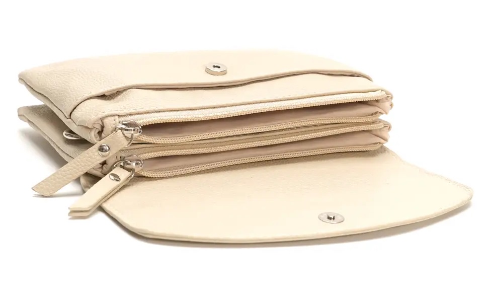 LOT83 Elisa Crossbody Tasche in Offwhite Creme mit breiten Schulterband LOT83 Elisa Crossbody Tasche in Offwhite Creme mit breiten Schulterband